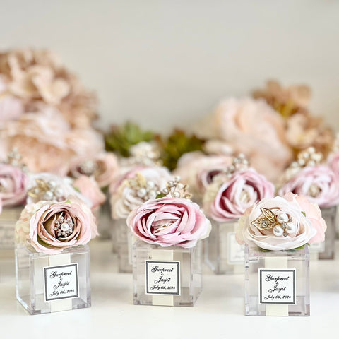 5 pcs Sage Green Wedding Favor Boxes – Personalized Luxury Party Favors for Guests, Custom Candy Boxes, Blush Wedding Thank You Gifts