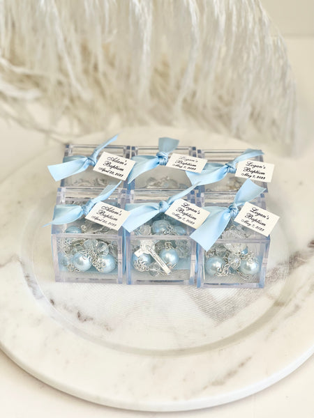 12 pcs Baptism Favors, Christening Favors, Rosary Favor Boxes, Personalized First Communion Souvenirs, Custom Baptism Gifts