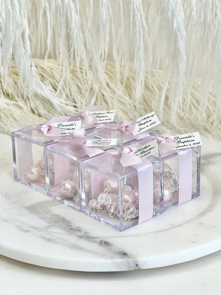 12 pcs Baptism Favors, Christening Favors, Rosary Favor Boxes, Personalized First Communion Souvenirs, Custom Baptism Gifts