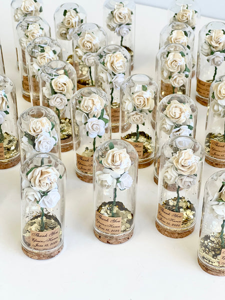 10 pcs Wedding Favors – Custom Glass Dome Cloche Favors, Beauty and the Beast Party Favors for Guests