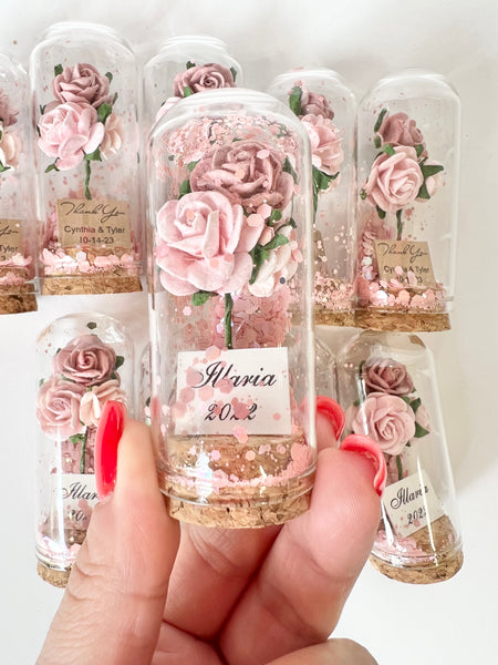 10 pcs Wedding Favors – Custom Glass Dome Cloche Favors, Beauty and the Beast Party Favors for Guests