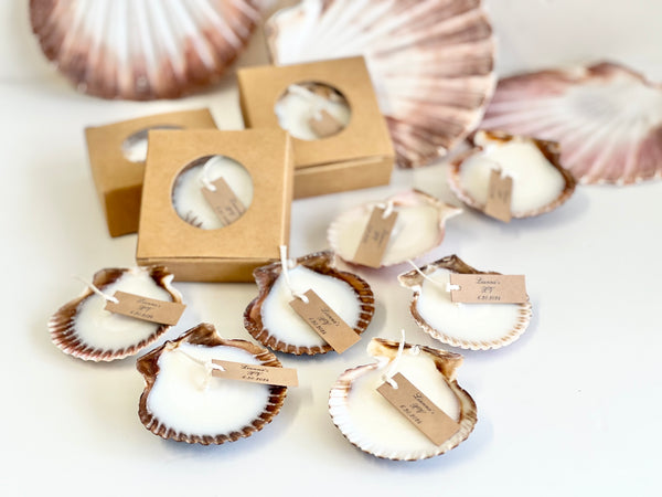 5 pcs Beach Wedding Sea Shell Candle Favors with Box, Ocean Theme Wedding Favors for Guests, Custom Beach Party Favors