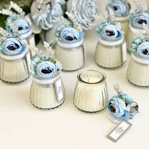 Blue Custom Candle Wedding Favors for Guests, Personalized Party Candle Favors, Bulk Candle Favors, Decorative Candles for Home, Customizable Wedding Favors