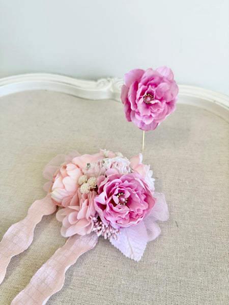 Baby Pink Prom Corsage and Boutonniere Set, Wedding Corsages, Wrist Corsage, Bridesmaids Corsage, Bridal Bracelets