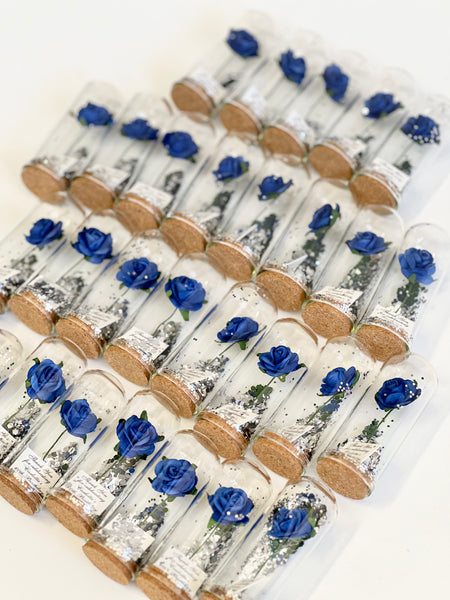 10 pcs Royal Blue Wedding Favors – Rose Dome Favors for Guests, Personalized Beauty and the Beast Custom Party Gifts, Bulk Rustic Favors