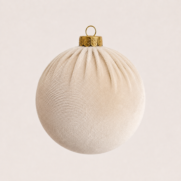 Beige Shades Velvet Christmas Ornaments – Handmade Balls, 3–8 Inch
