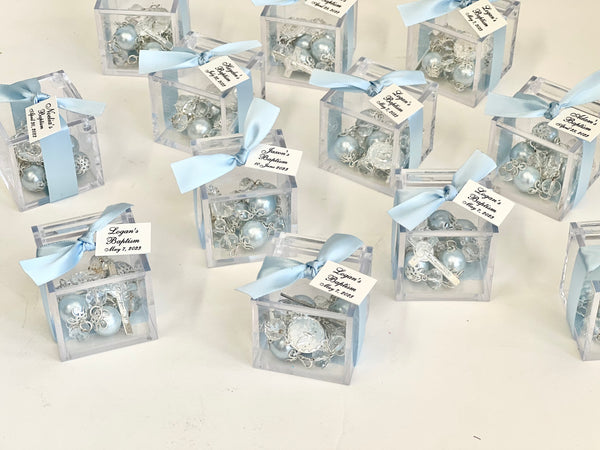 12 pcs Baptism Favors, Christening Favors, Rosary Favor Boxes, Personalized First Communion Souvenirs, Custom Baptism Gifts