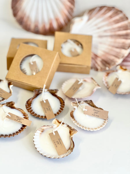 5 pcs Beach Wedding Sea Shell Candle Favors with Box, Ocean Theme Wedding Favors for Guests, Custom Beach Party Favors