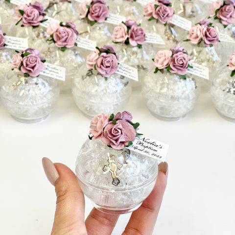 10 pcs Baptism Favors, Christening Favors, Rosary Favor Boxes, Personalized First Communion Souvenirs, Custom Baptism Gifts