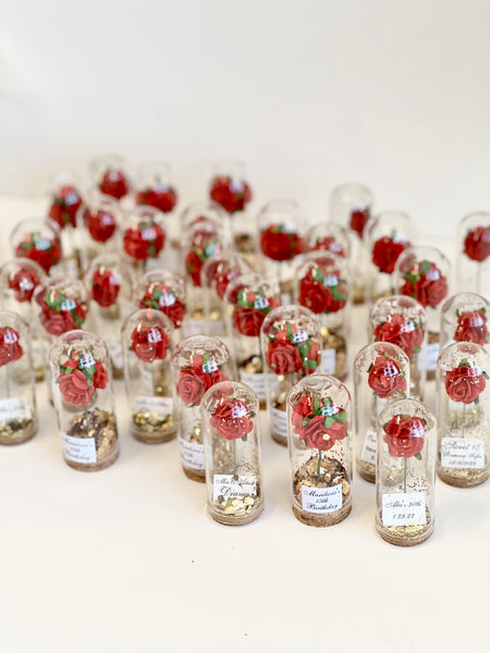 10 pcs Wedding Favors – Custom Glass Dome Cloche Favors, Beauty and the Beast Party Favors for Guests