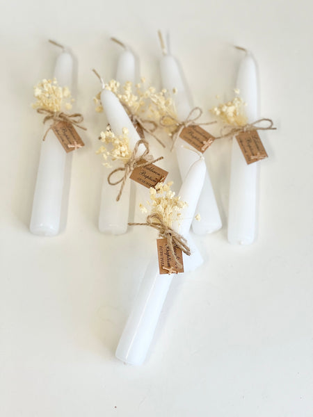 6 pcs Baptism Candles – Custom Christening Favors, First Communion Souvenirs, Personalized Gifts for Guests