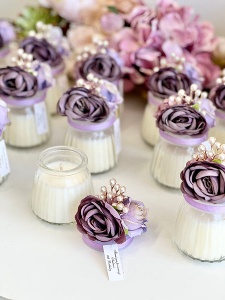 Purple Custom Candle Wedding Favors for Guests, Personalized Party Candle Favors, Bulk Candle Favors, Decorative Candles for Home, Customizable Wedding Favors