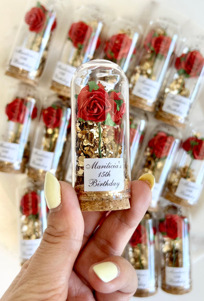 10 pcs Wedding Favors – Custom Glass Dome Cloche Favors, Beauty and the Beast Party Favors for Guests