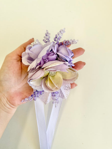 Luxury Lilac Wedding Corsage and Boutonniere Set, Prom Party Corsage Set
