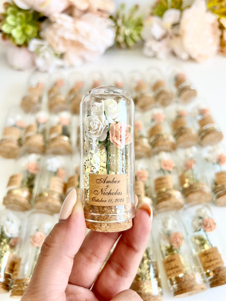 10 pcs Wedding Favors – Custom Glass Dome Cloche Favors, Beauty and the Beast Party Favors for Guests
