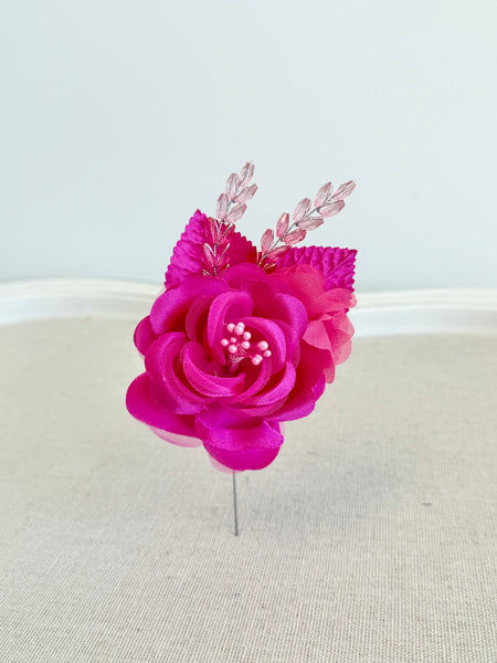 Hot Pink Elegance Corsage and Boutonniere Set, Wedding Prom, Prom Party Corsage Set