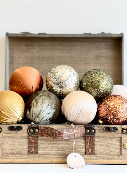 12 pcs Luxury Brown Shades Christmas Ornaments, Mix of Velvet Satin Glitter Textured Balls, Elegant Holiday Tree Decorations, Christmas Gift