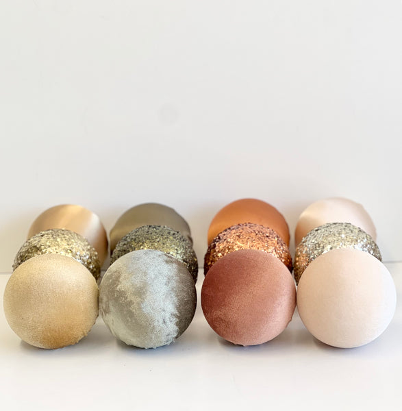 12 pcs Luxury Brown Shades Christmas Ornaments, Mix of Velvet Satin Glitter Textured Balls, Elegant Holiday Tree Decorations, Christmas Gift
