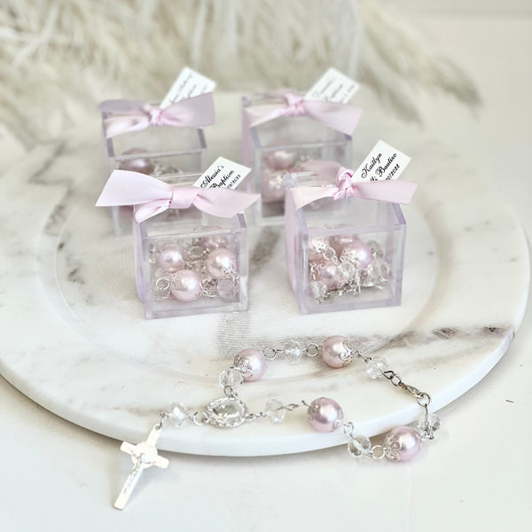 12 pcs Baptism Favors, Christening Favors, Rosary Favor Boxes, Personalized First Communion Souvenirs, Custom Baptism Gifts