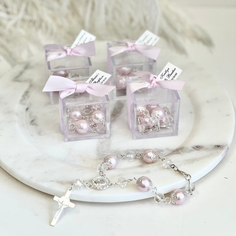 12 pcs Baptism Favors, Christening Favors, Rosary Favor Boxes, Personalized First Communion Souvenirs, Custom Baptism Gifts