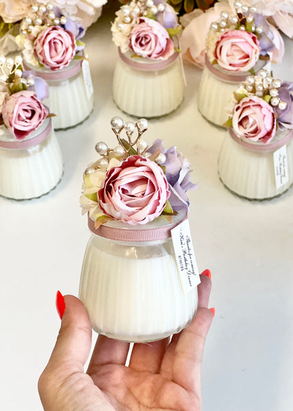 Pink Custom Candle Wedding Favors for Guests, Personalized Party Candle Favors, Bulk Candle Favors, Decorative Candles for Home, Customizable Wedding Favors
