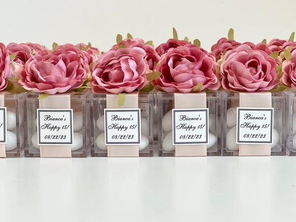 5 pcs Personalized Acrylic Favor Boxes – Custom Guest Gifts for Weddings, Baptisms, Baby Showers & Events