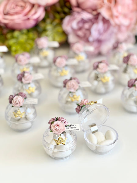 10 pcs Baptism Favors, Christening Favors, Angel Favor Boxes, Personalized First Communion Souvenirs, Custom Baptism Gifts