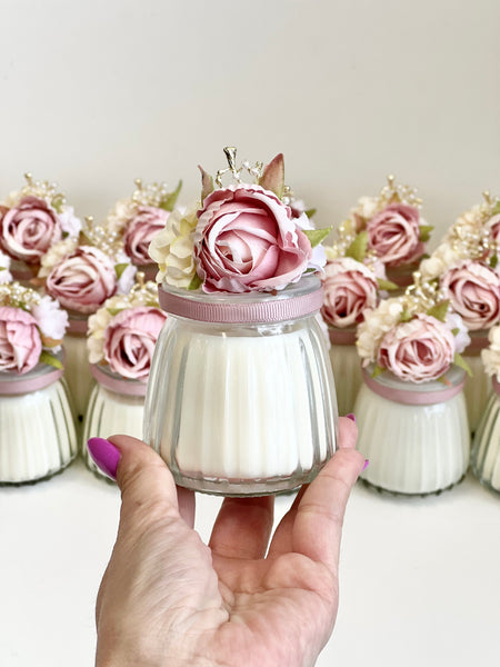 Pink Custom Candle Wedding Favors for Guests, Personalized Party Candle Favors, Bulk Candle Favors, Decorative Candles for Home, Customizable Wedding Favors