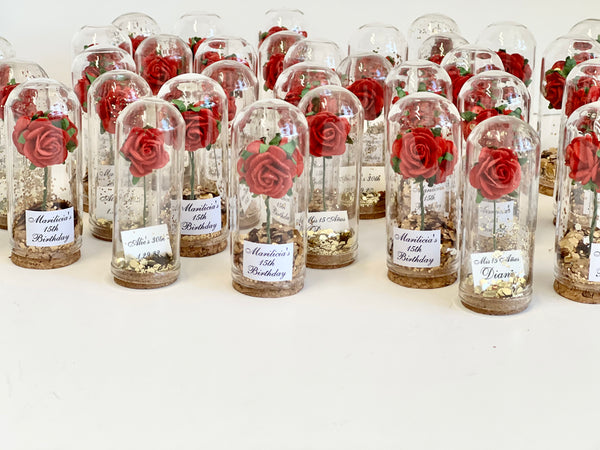 10 pcs Wedding Favors – Custom Glass Dome Cloche Favors, Beauty and the Beast Party Favors for Guests