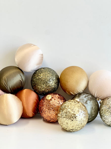 12 pcs Luxury Brown Shades Christmas Ornaments, Mix of Velvet Satin Glitter Textured Balls, Elegant Holiday Tree Decorations, Christmas Gift