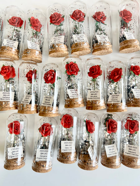 10 pcs Red Wedding Favors – Rose Dome Favors for Guests, Personalized Beauty and the Beast Custom Party Gifts, Bulk Rustic Favors