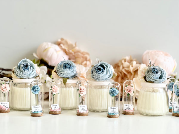 Blue Custom Candle Wedding Favors for Guests, Personalized Party Candle Favors, Bulk Candle Favors, Decorative Candles for Home, Customizable Wedding Favors
