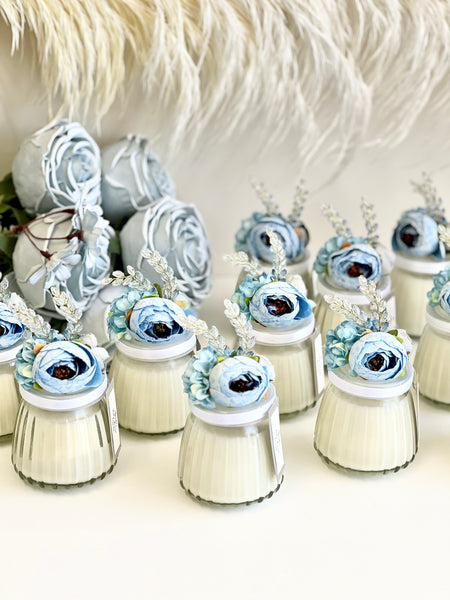 Blue Custom Candle Wedding Favors for Guests, Personalized Party Candle Favors, Bulk Candle Favors, Decorative Candles for Home, Customizable Wedding Favors
