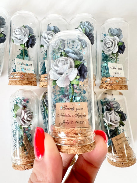 10 pcs Wedding Favors – Custom Glass Dome Cloche Favors, Beauty and the Beast Party Favors for Guests