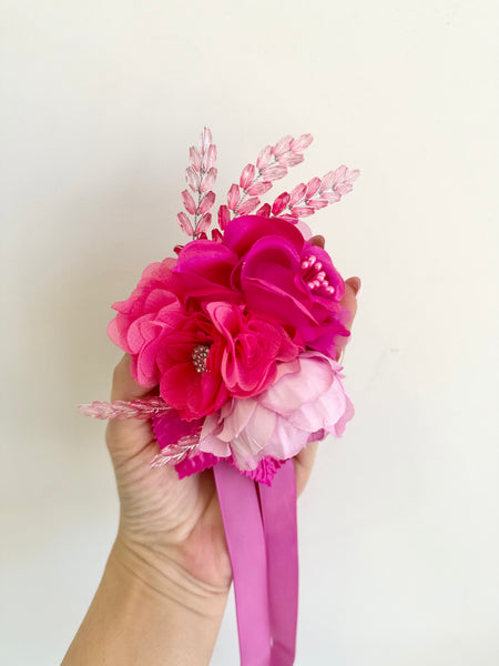 Hot Pink Elegance Corsage and Boutonniere Set, Wedding Prom, Prom Party Corsage Set