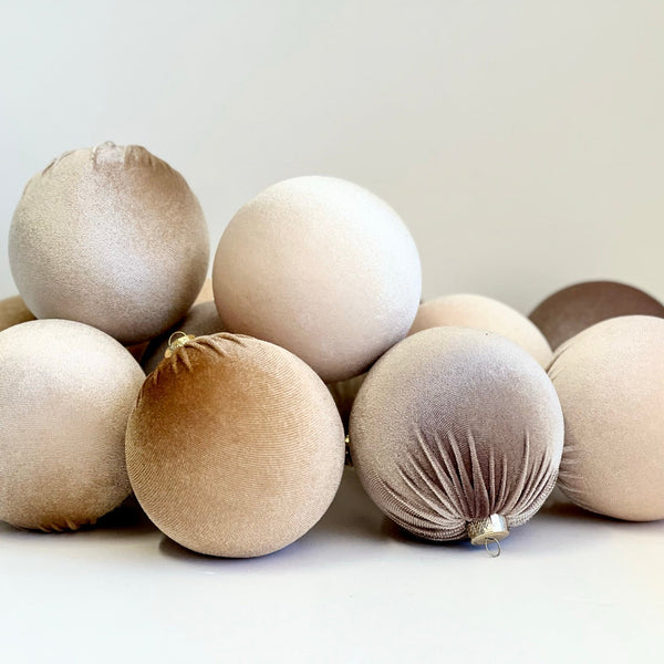 Set of beige and brown fabric balls 