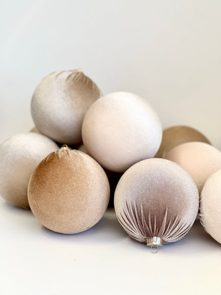 12 pcs Nude Shades Christmas Balls, Christmas Decorations, Velvet Christmas Bulbs, Christmas Gift, Christmas Box, Bulk Christmas Decore