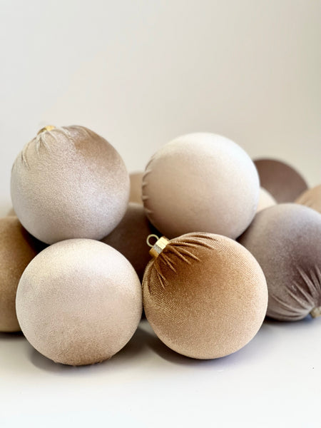 12 pcs Nude Shades Christmas Balls, Christmas Decorations, Velvet Christmas Bulbs, Christmas Gift, Christmas Box, Bulk Christmas Decore