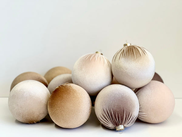 12 pcs Nude Shades Christmas Balls, Christmas Decorations, Velvet Christmas Bulbs, Christmas Gift, Christmas Box, Bulk Christmas Decore