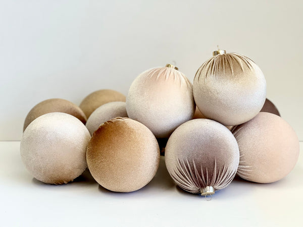 12 pcs Nude Shades Christmas Balls, Christmas Decorations, Velvet Christmas Bulbs, Christmas Gift, Christmas Box, Bulk Christmas Decore