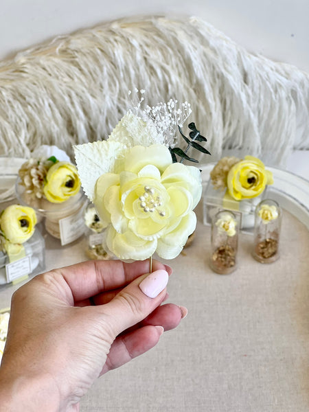Light Yellow Corsage and Boutonniere Set, Prom Party Corsage Set