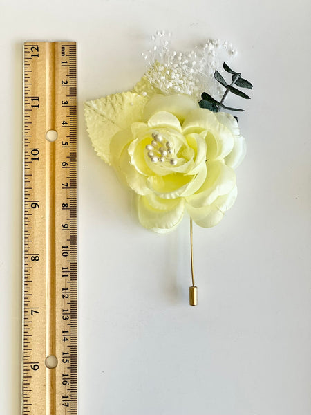 Light Yellow Corsage and Boutonniere Set, Prom Party Corsage Set