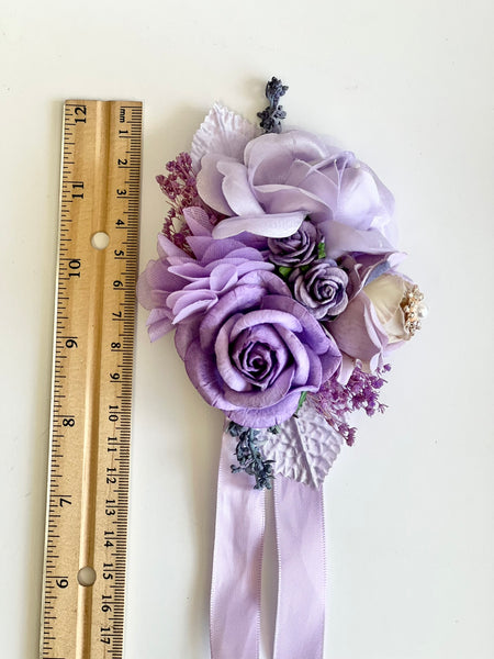 Lilac Wedding Corsage and Boutonniere Set, Prom Party Corsage Set