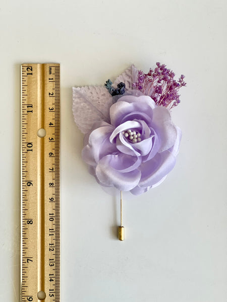 Lilac Wedding Corsage and Boutonniere Set, Prom Party Corsage Set