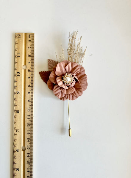 Dusty Rose Wedding Corsage and Boutonniere Set, Bridal Party Flowers, Prom Party Corsage Set