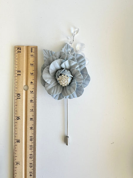 Dusty Blue Corsage and Boutonniere Set, Wedding Prom Flowers, Prom Party Corsage Set