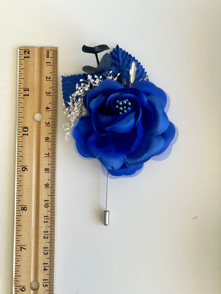 Royal Blue Corsage and Boutonniere Set, Prom Party Corsage Set