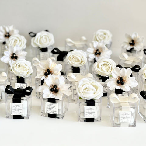 5 pcs Custom Black and White Wedding Favor Boxes – Elegant Party Favors for Guests