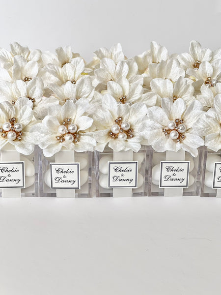 5 pcs Ivory Wedding Favor Boxes – Custom Party Favors for Guests, White Wedding & Sweet 16 Gifts