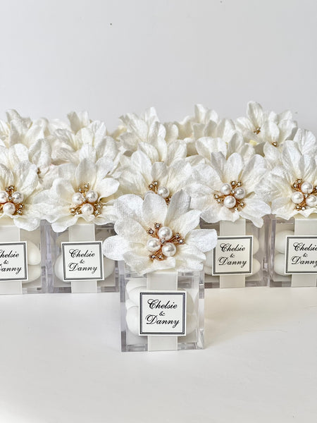 5 pcs Ivory Wedding Favor Boxes – Custom Party Favors for Guests, White Wedding & Sweet 16 Gifts